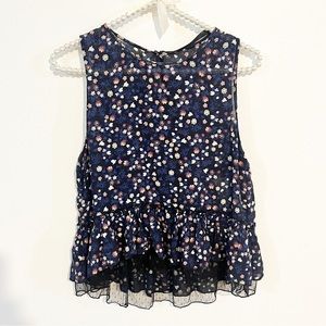 Zara Trafaluc Floral Tulle Tank Blouse NWT
